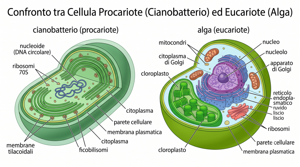 Confronto-tra-cellula-di-cianobatterio-procariote-e-cellula-di-alga-eucariote-scaled-1-1024x572 Cianobatteri in acquario, cause, prevenzione e soluzioni