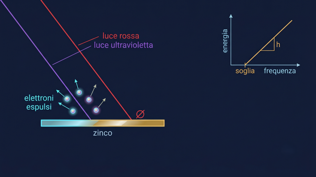 Schema-delleffetto-fotoelettrico-con-la-luce-ultravioletta-che-espelle-elettroni-dalla-lastra-di-zinco-scaled-1-1024x572 Effetto fotoelettrico e fotosintesi delle zooxantelle, da Einstein ai LED reef