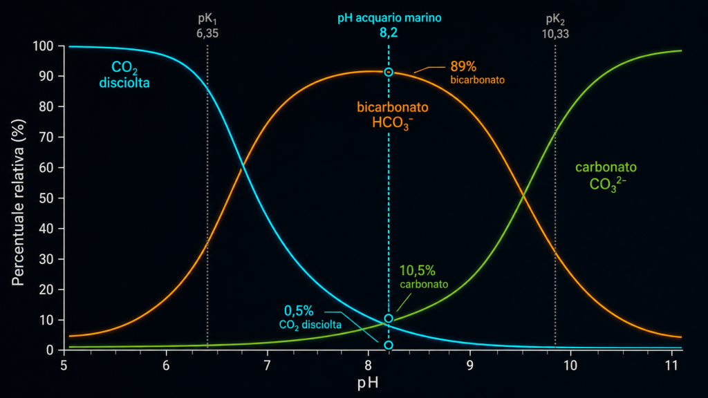 Diagramma-di-Bjerrum-della-speciazione-dei-carbonati-in-acqua-di-mare-in-funzione-del-pH-1024x576 Henderson-Hasselbalch e il pH nell’acquario marino