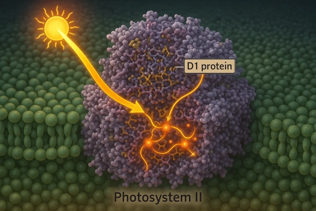 Illustrazione-dettagliata-del-fotosistema-II-e-posizione-della-proteina-D1-con-evidenziazione-dei-flussi-di-energia-1024x683-1 Fotoinibizione nei coralli: cos’è, come si manifesta e perché ogni acquariofilo dovrebbe conoscerla
