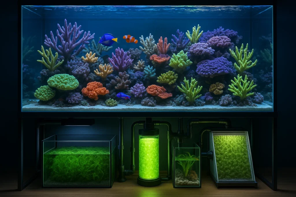Refugium-reattore-ad-alghe-e-ATS-1024x683-1 Reattore ad alghe, ATS o refugium: guida completa per il tuo acquario marino