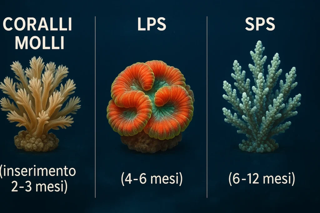 Tempistica-indicativa-inserimento-coralli-1024x683-1 Inserimento invertebrati, pesci e coralli in acquario marino: tempi, tecniche e precauzioni