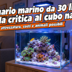Cubo marino da 30 litri con rocce, coralli molli, ghiozzo, gamberetto e serbatoio del rabbocco automatico