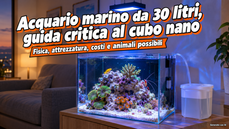 Cubo marino da 30 litri con rocce, coralli molli, ghiozzo, gamberetto e serbatoio del rabbocco automatico
